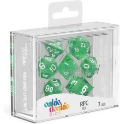 SET 7 DADOS VERD XISPA ROL Oakie Doakie Speckled Green purple Dice RPG